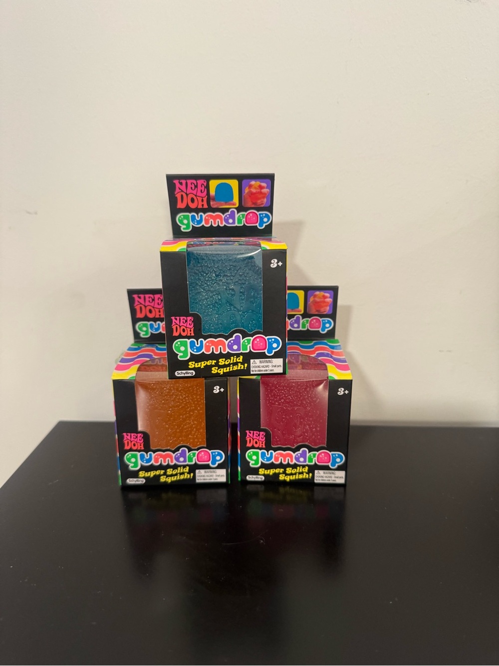 Set of 3 brand new Needoh Gumdrop pink, orange blue